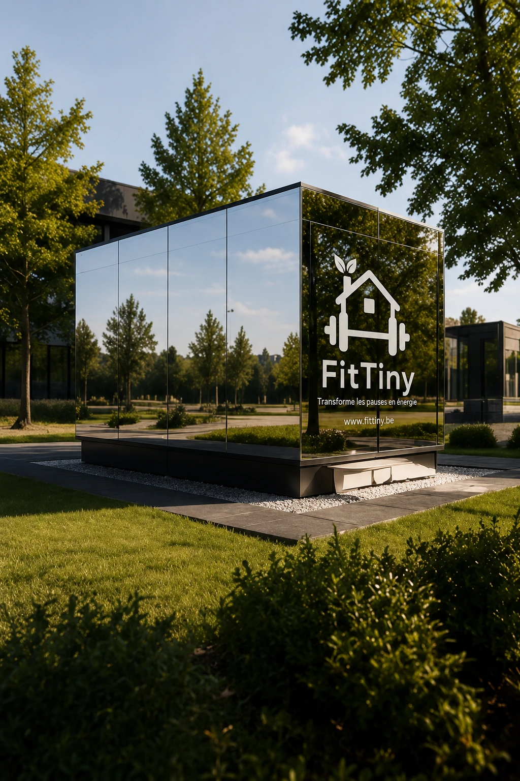 Module architectural FitTiny miroir intégré dans un environnement extérieur