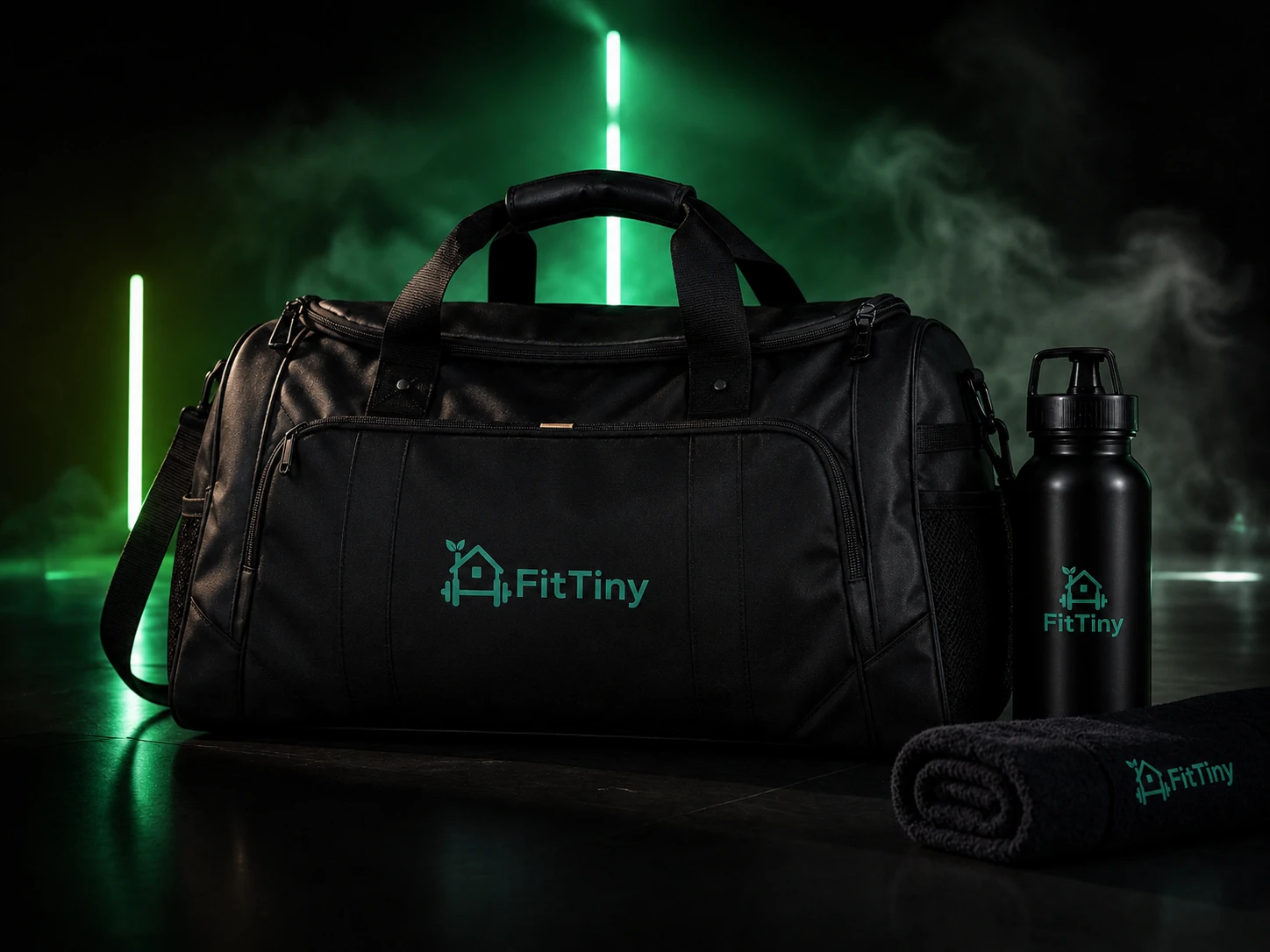 The FitTiny bag, bottle and towel